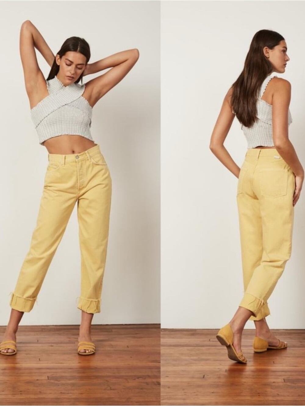 Boyish Toby Honeypot Yellow High Rise Relaxed Jeans Raw Hem Size 25 Summer